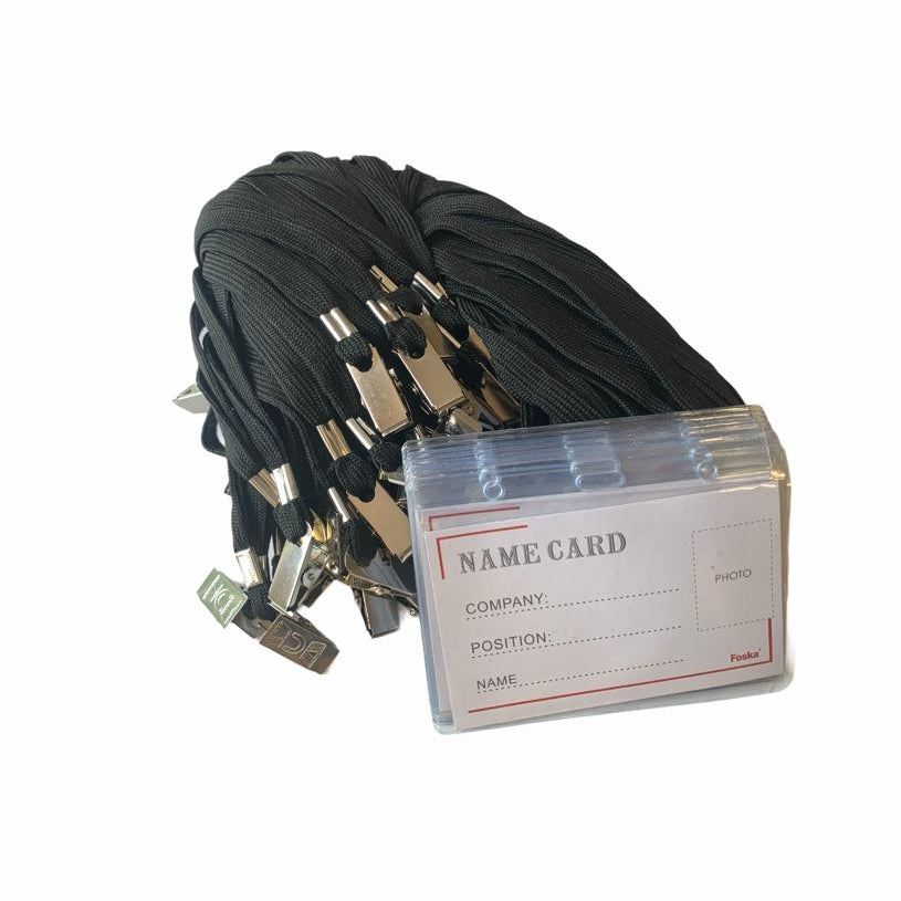 50 Sets of Name Badges with Black Lanyards