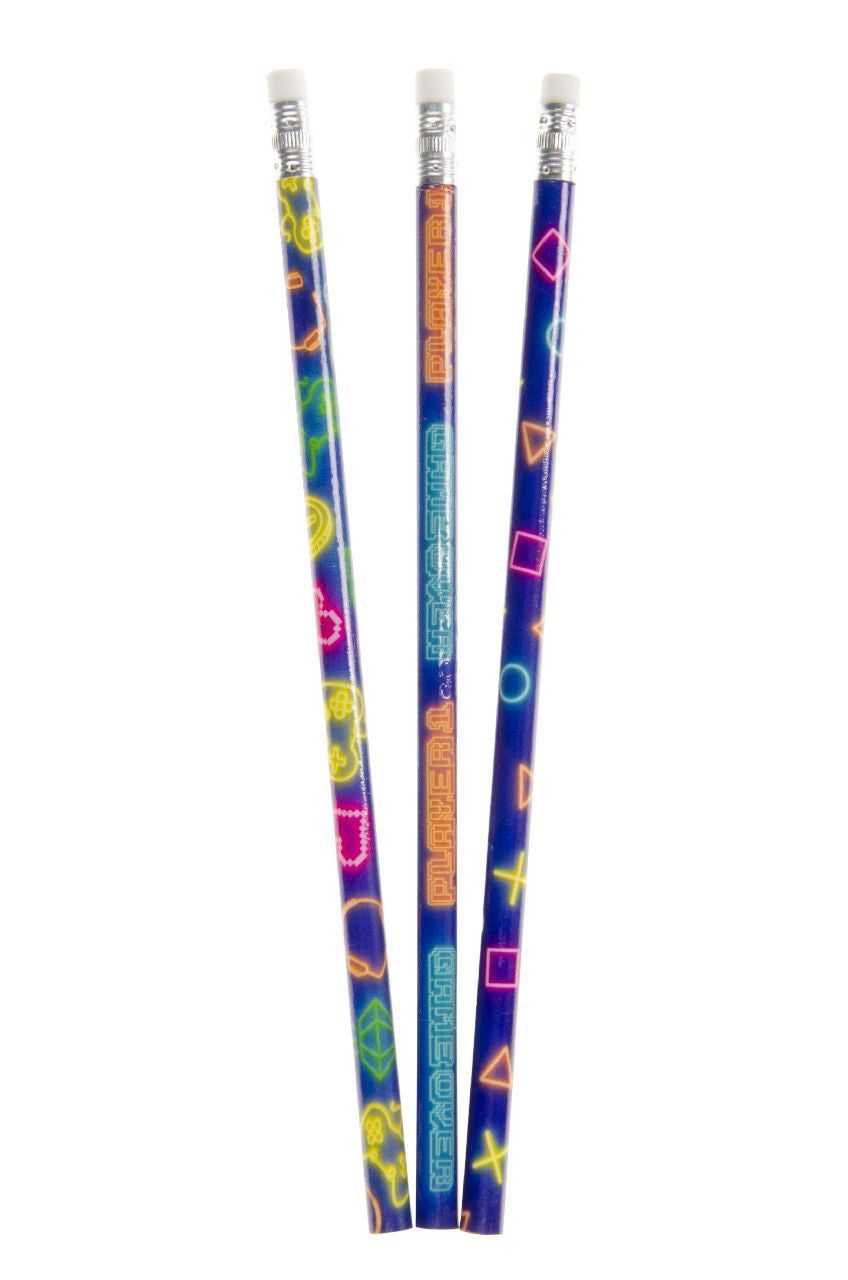Pack of 12 Gamer Design Pencils with Eraser