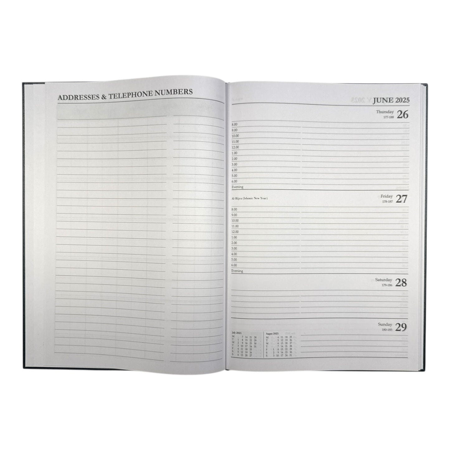 Janrax 2025-2026 A4 Day Per Page Black Academic Diary
