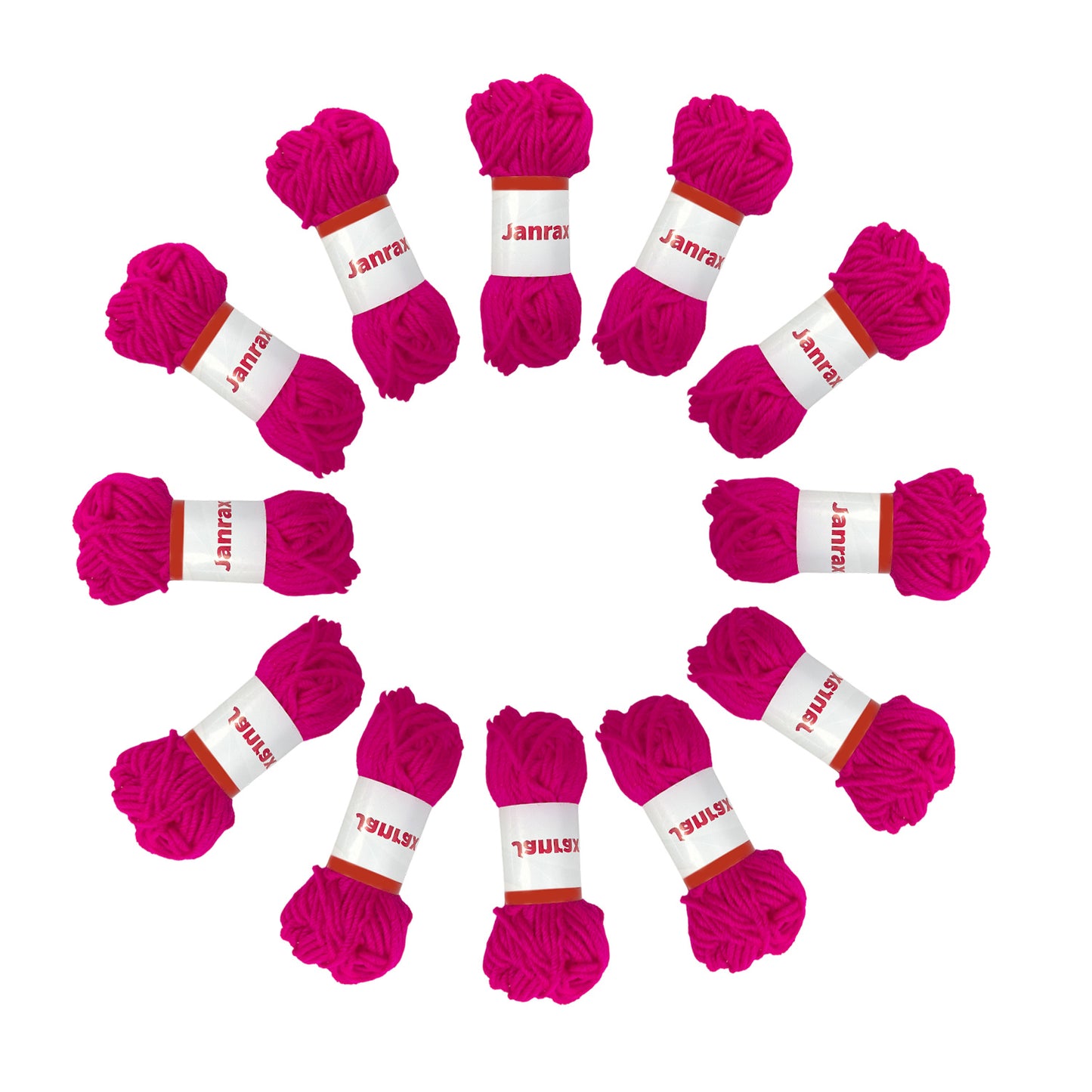 Pack of 10 Hot Pink Acrylic Yarn Rolls – 10g each, 4 Strand 8 Ply Knitting Wool
