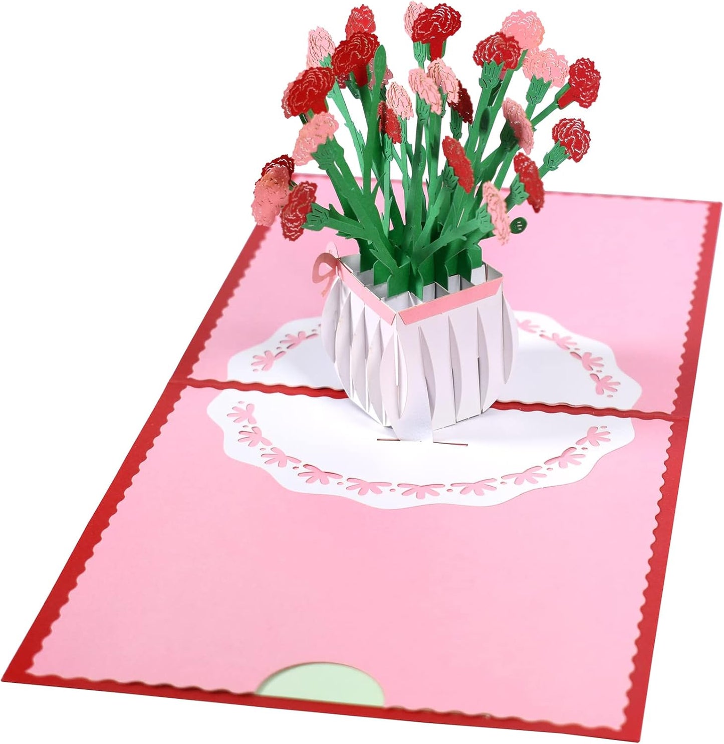 Carnation Vase 3D Pop Up Greeting Card - Mother's Day Anniversary Birthday Get Well