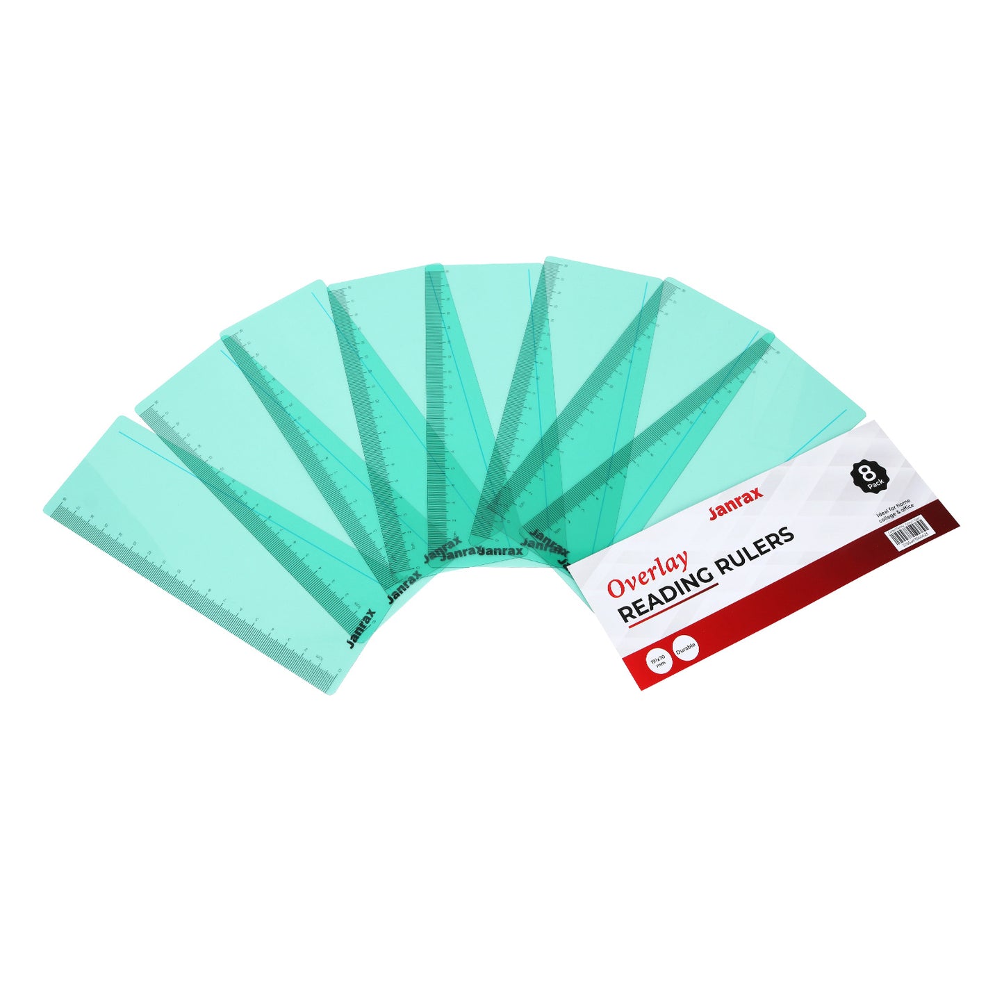 Pack of 24 Cyan 191x70mm Dyslexia Overlay Reading Rulers – PET Material, Rounded Corners