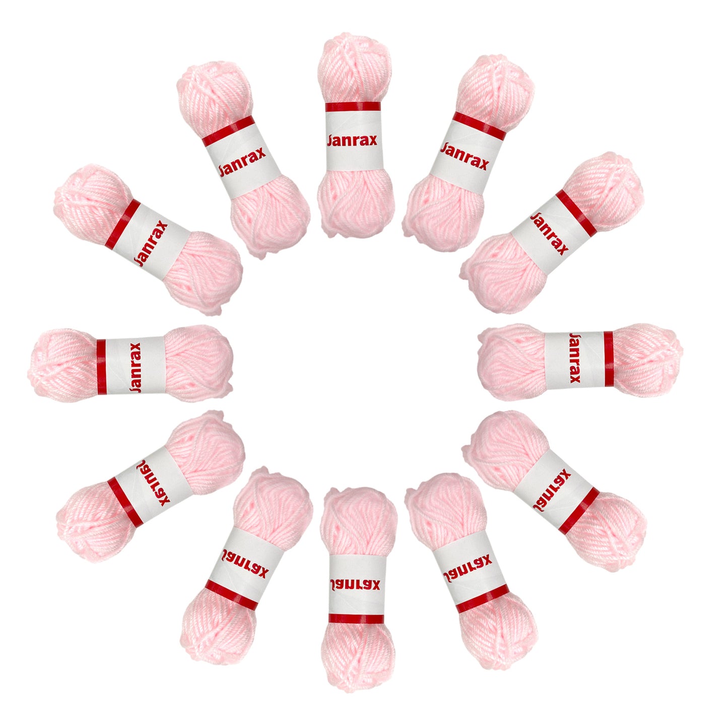 Pack of 10 Pastel Pink Acrylic Yarn Rolls – 10g each, 4 Strand 8 Ply Knitting Wool