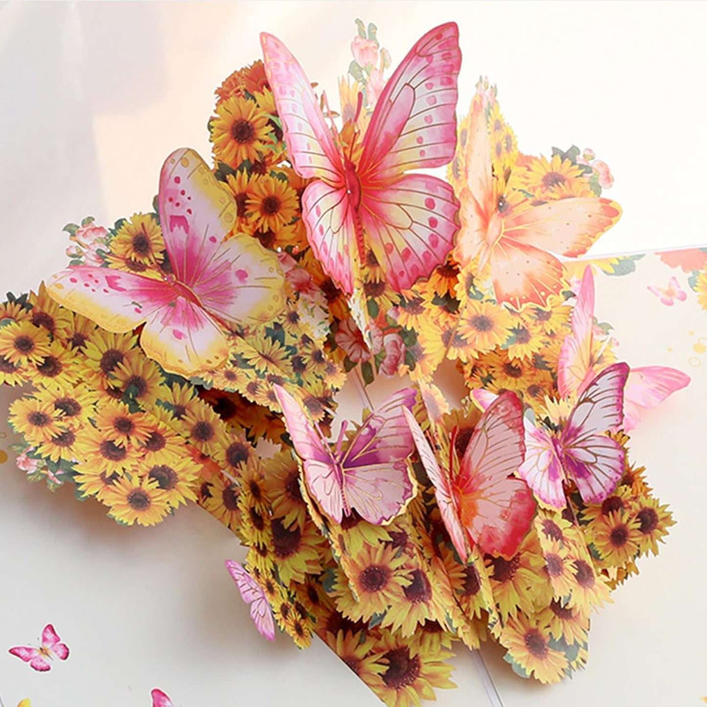 Flower & Butterfly Orange 3D Pop Up Greeting Card