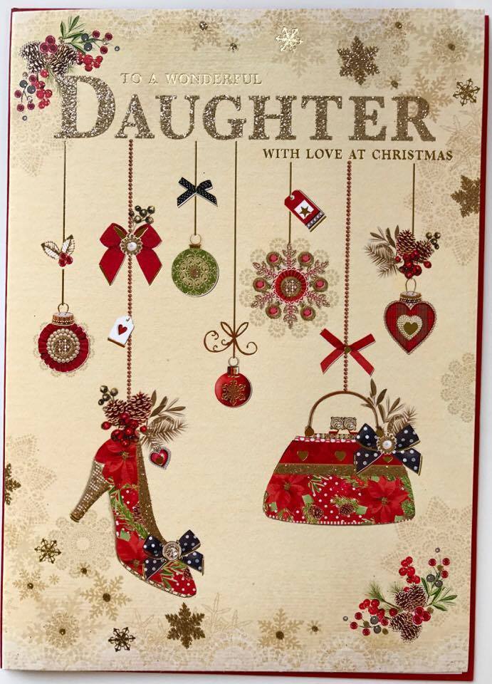 Wishing Well Shoes & Handbag Daughter Christmas Card