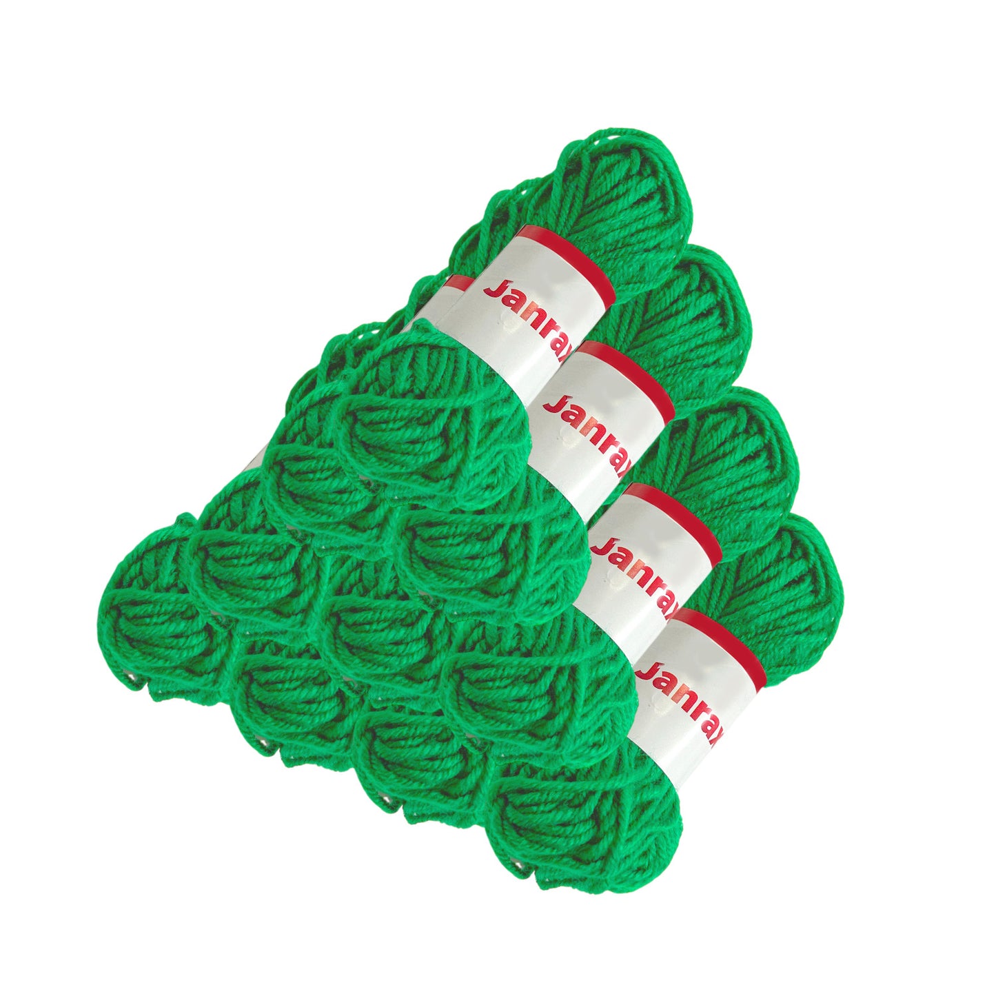 Pack of 10 Green Acrylic Yarn Rolls – 10g each, 4 Strand 8 Ply Knitting Wool