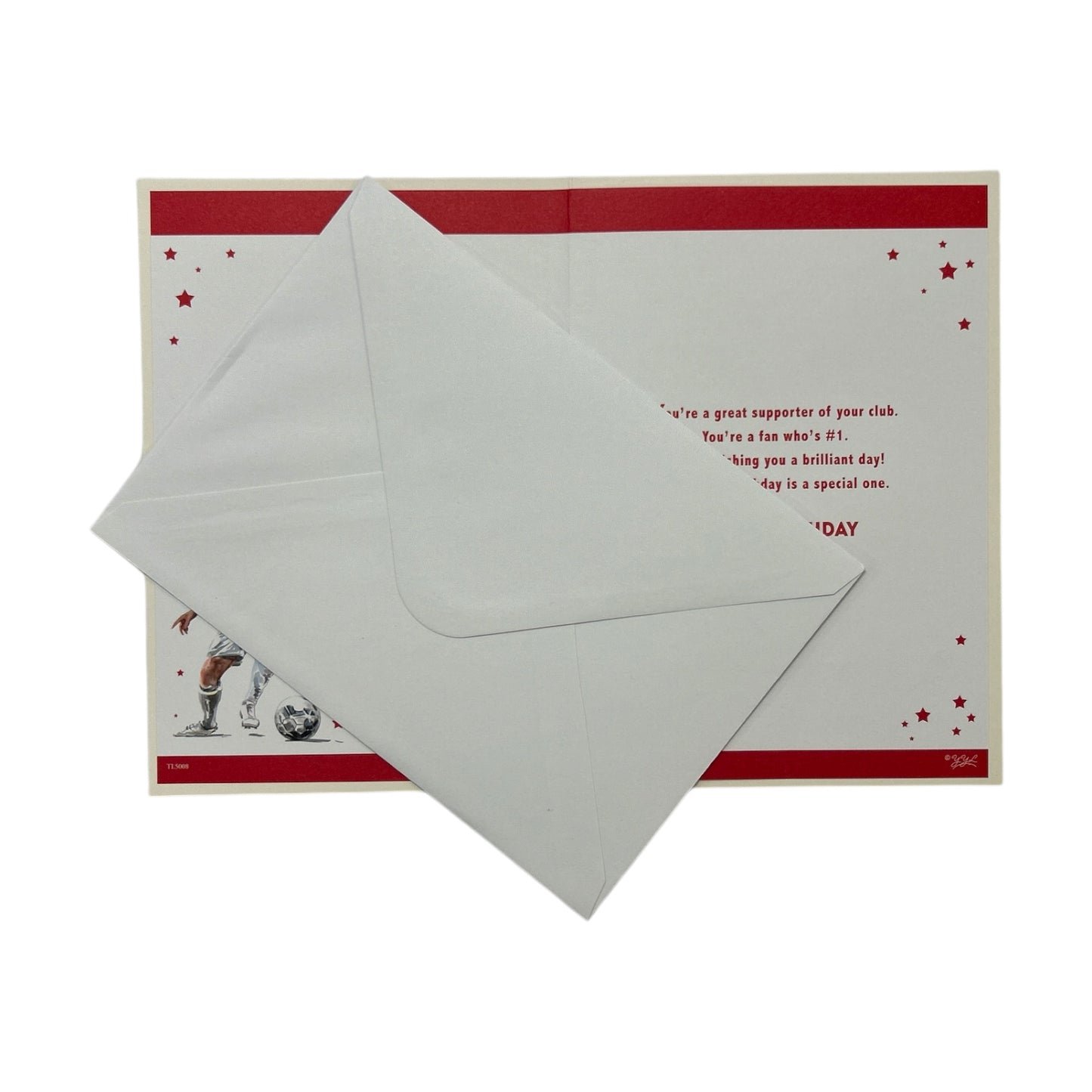 A Man In Red White Soccer Uniform Customized Male Birthday Card