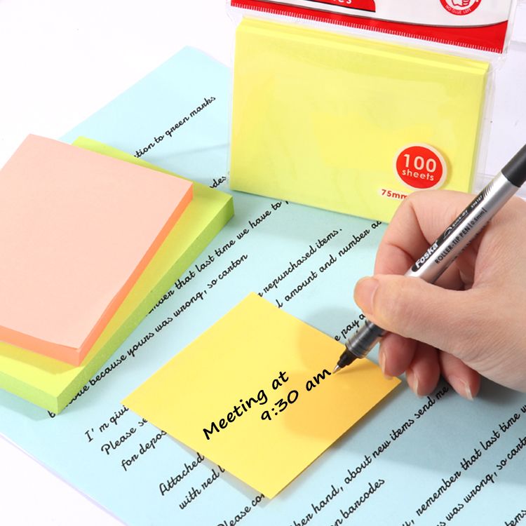 100 Sheets Fluorescent Green Color Sticky Notes 37.5x50mm