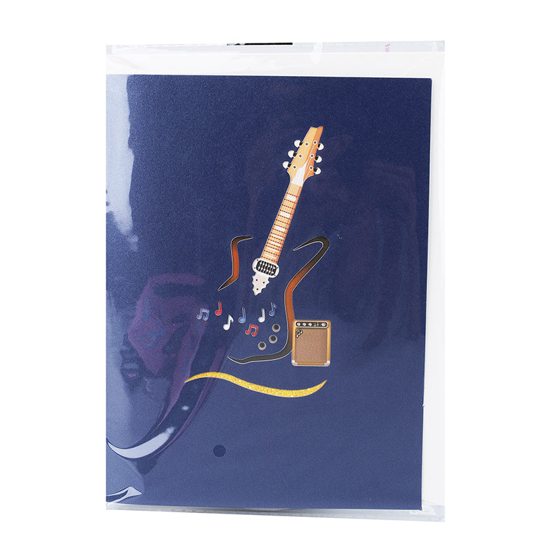 Rock & Roll Guitar with Musical Flow 3D Pop Up Greeting Card