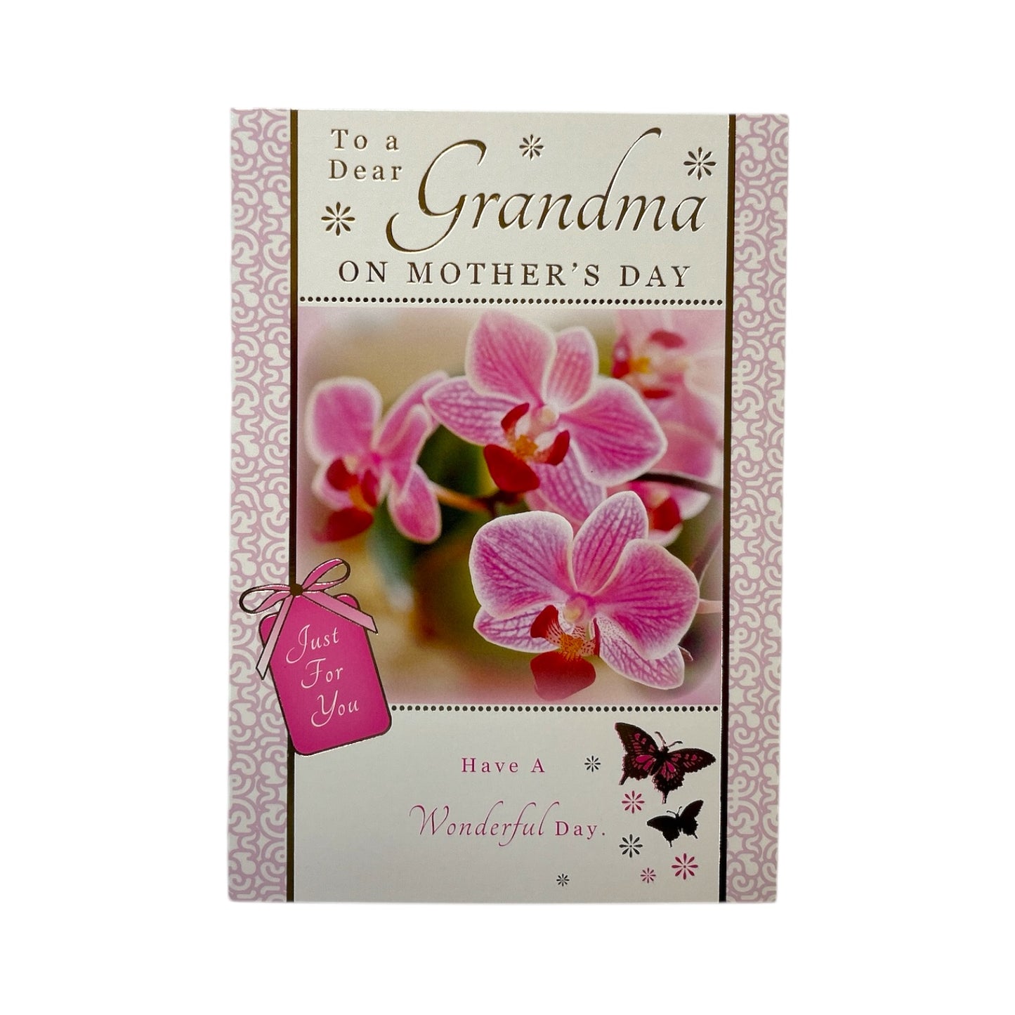 To Dear Grandma Pink Orchid Flowers Design Mother's Day Card