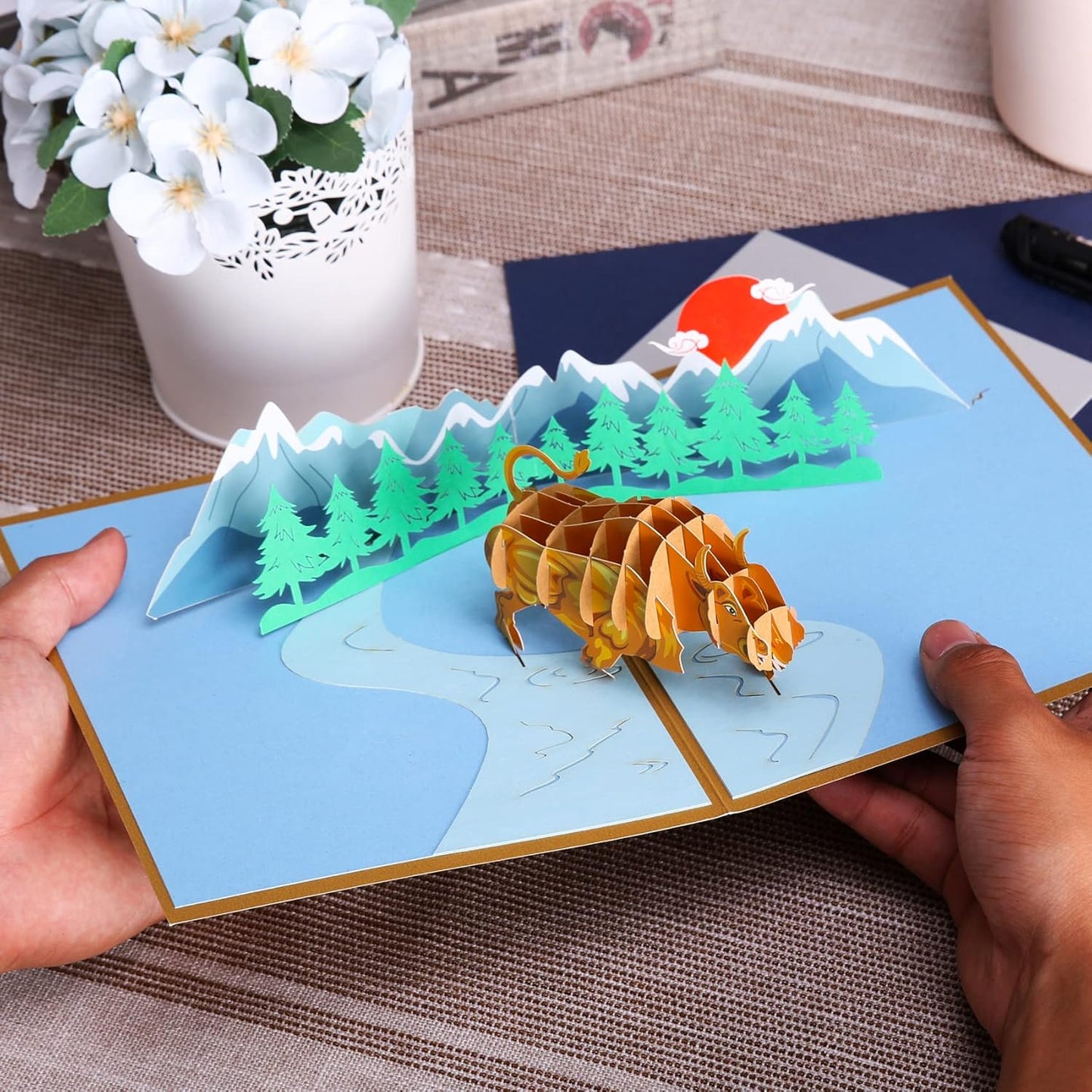 Stereoscopic Cow 3D Pop Up Greeting Card - Kids Theme Birthday