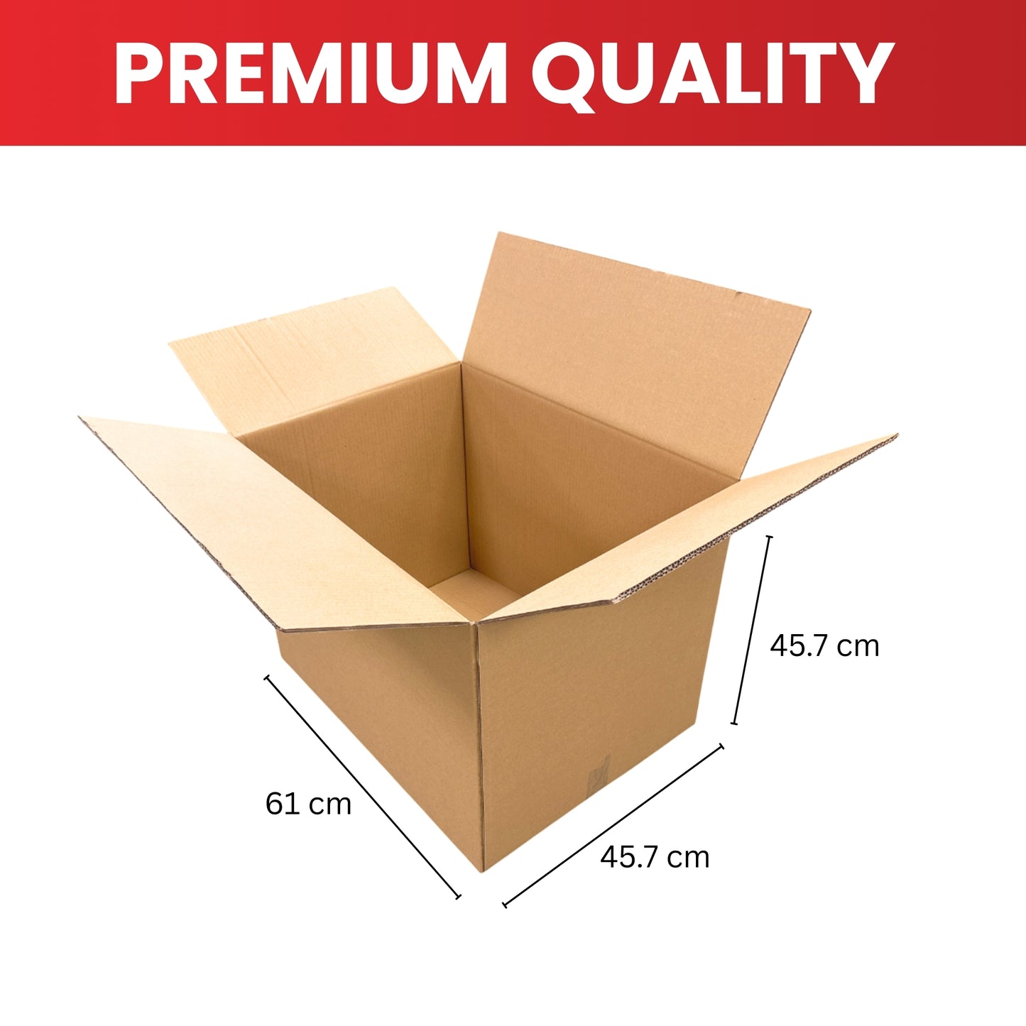 Pack of 10 Cardboard Packing Boxes 61x45.7x45.7cm — 5mm Corrugated Double Wall Flute