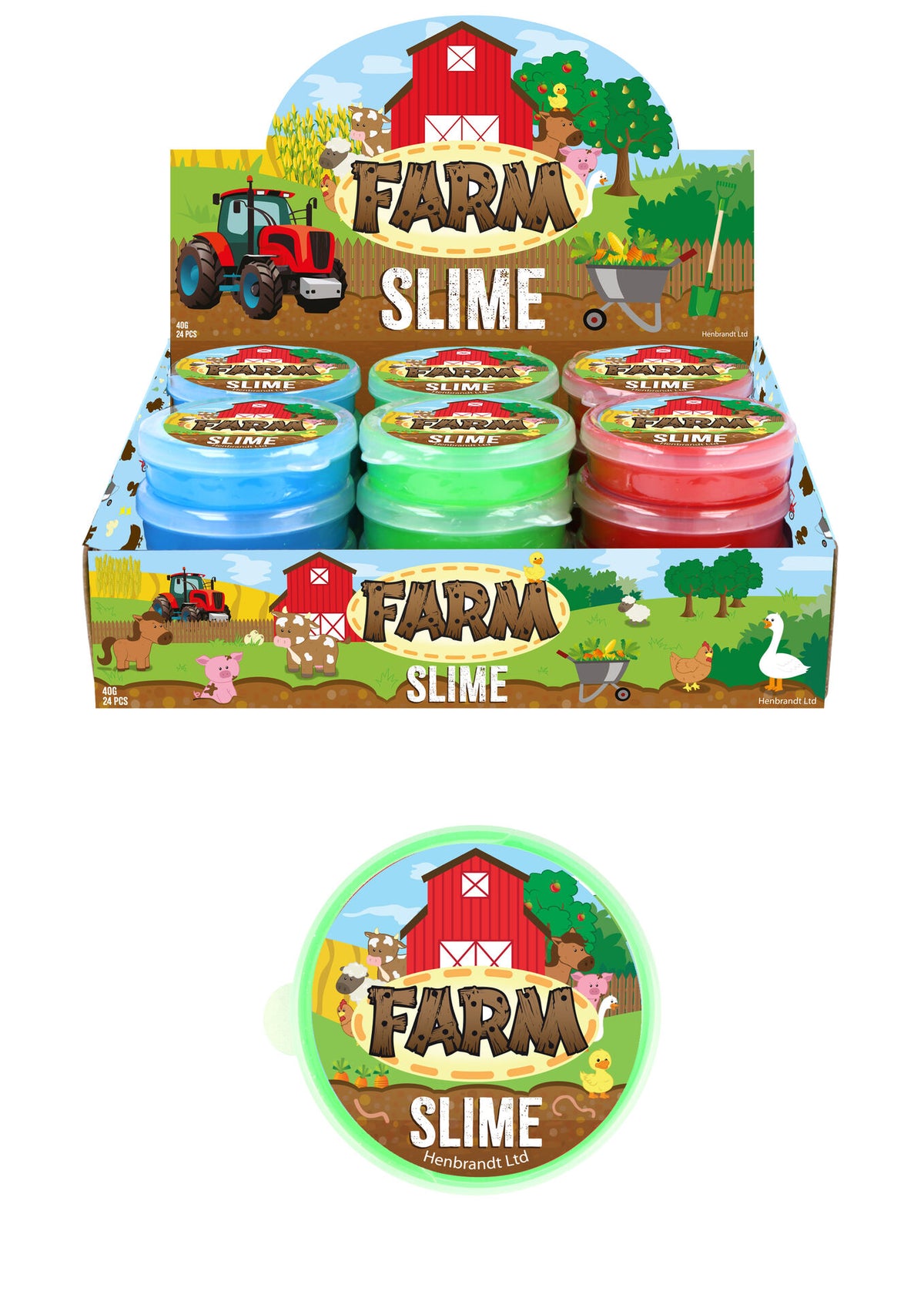 Single Farm Animal Slime Tub - Pocket Money Toys Party Bag Filler