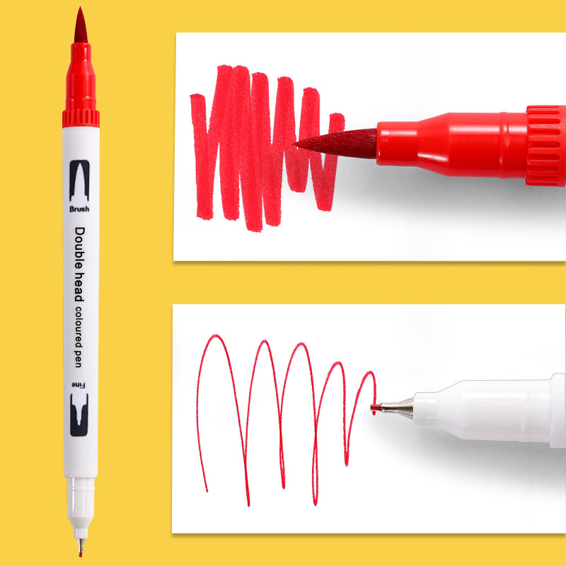 Pack of 100 Assorted Colour Dual Tip Brush Pens