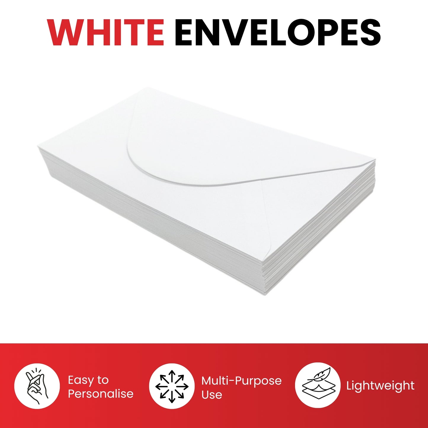 Pack of 1000 White 100gsm 133x197mm Gummed Envelopes