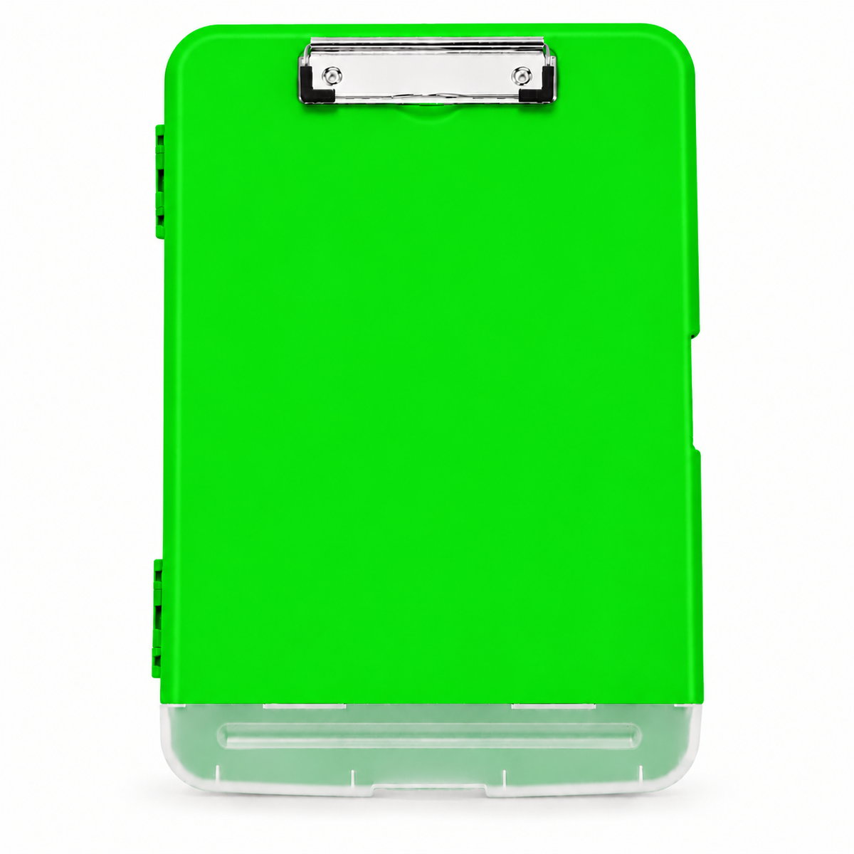 Pack of 12 A4 Green Plastic Clipboard Box Files With Pencil Holder - Storage Filing Case