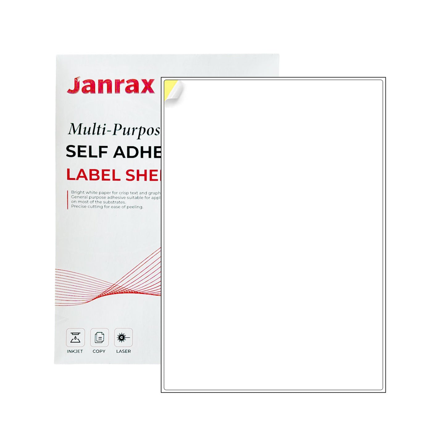 Pack of 100 White 210x290mm Self Adhesive Labels (1 Label per A4 Sheet)