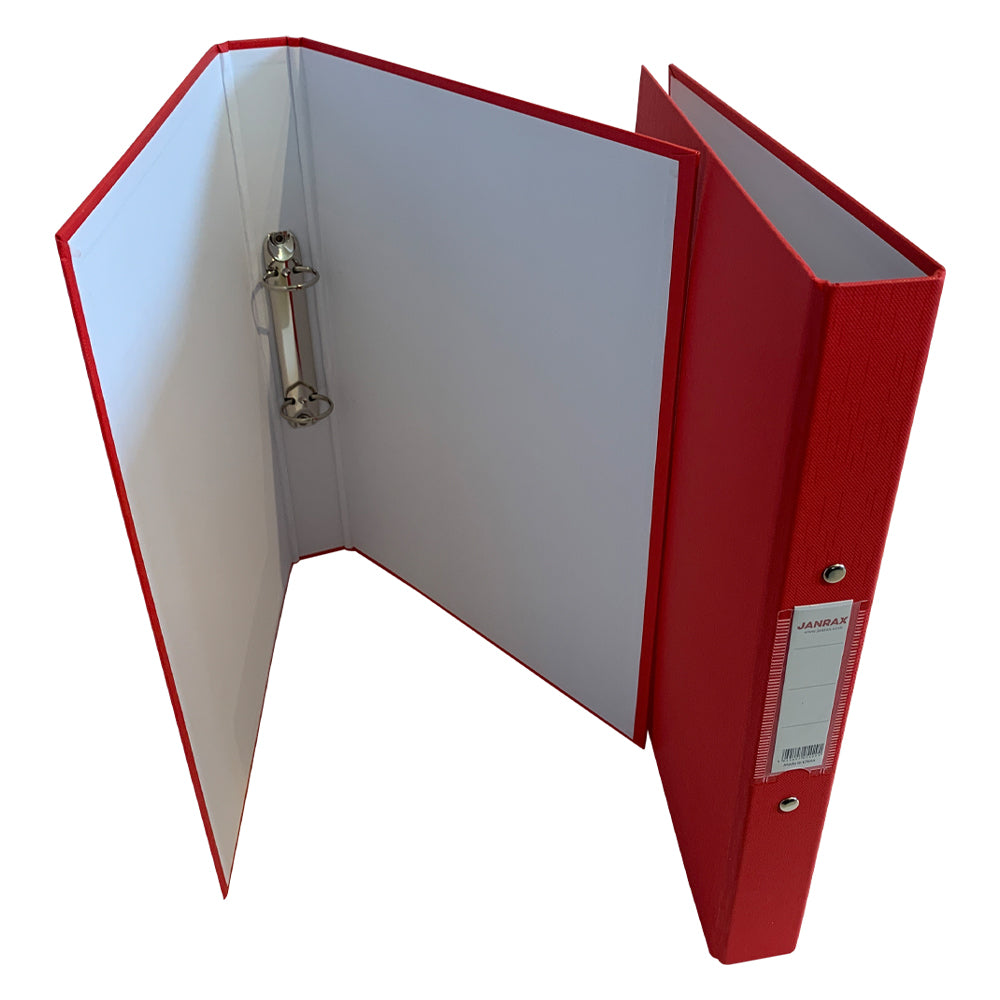 Pack of 3 A4 Red Paper Over Board Ring Binders by Janrax