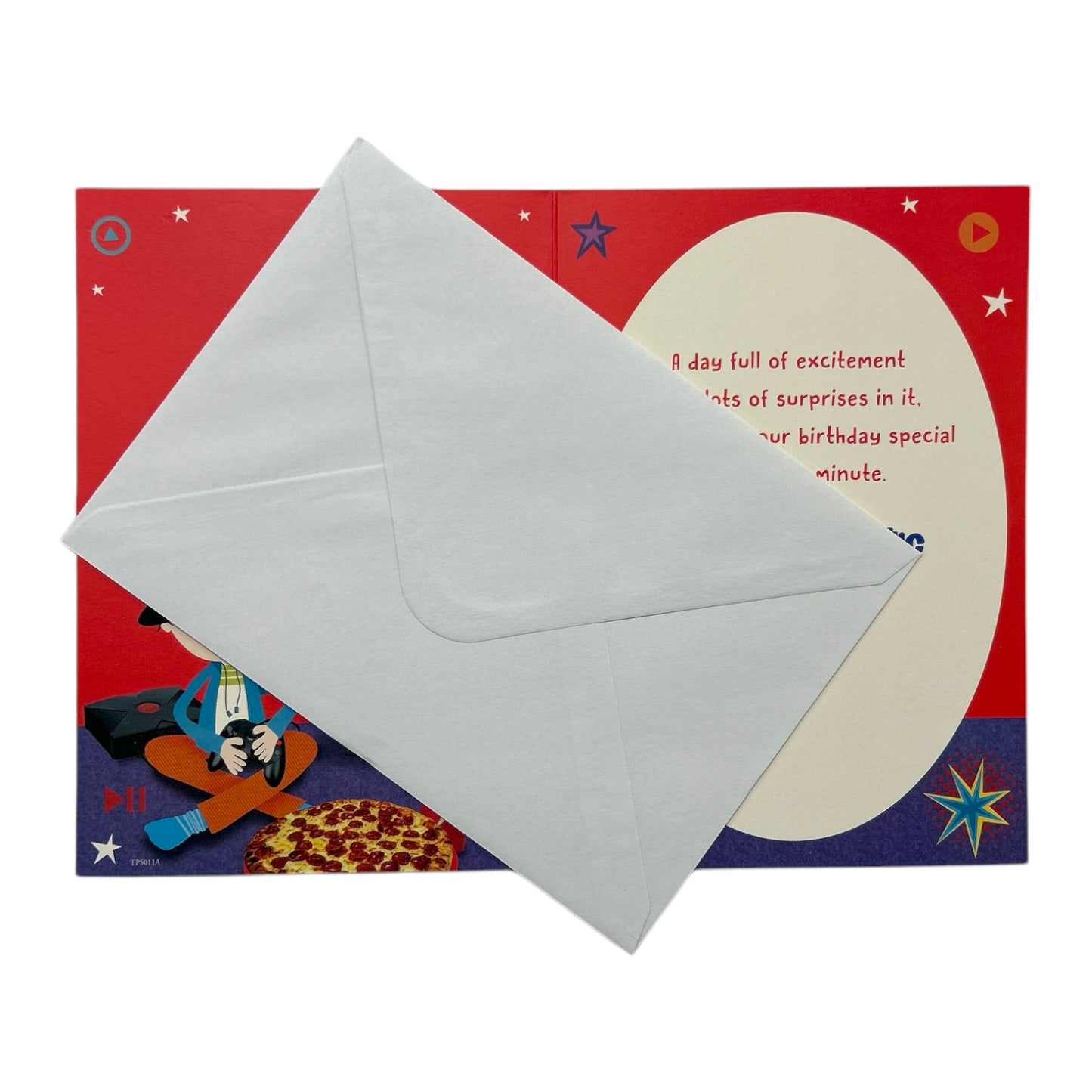 Open Male Juvenile Trendy Pops Boy Playing Game Design Birthday Card