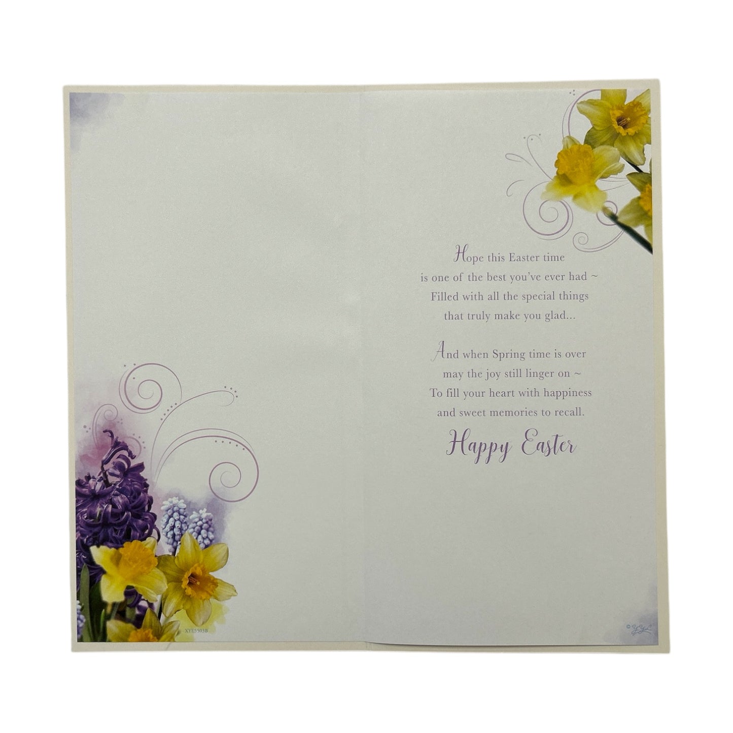 From All Of Us Lilac And Daffodils Flowers Design Easter Card