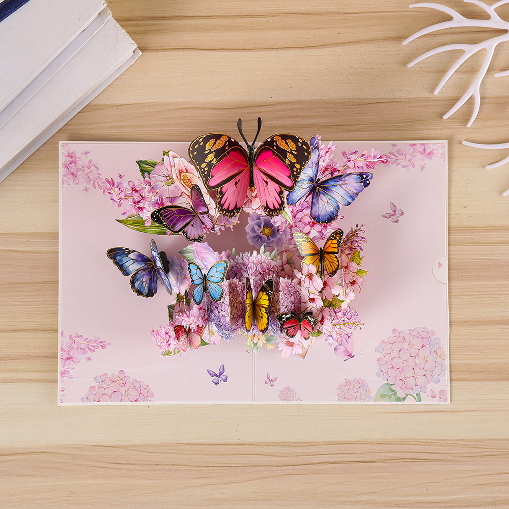 Pink Butterfly 3D Pop Up Greeting Card