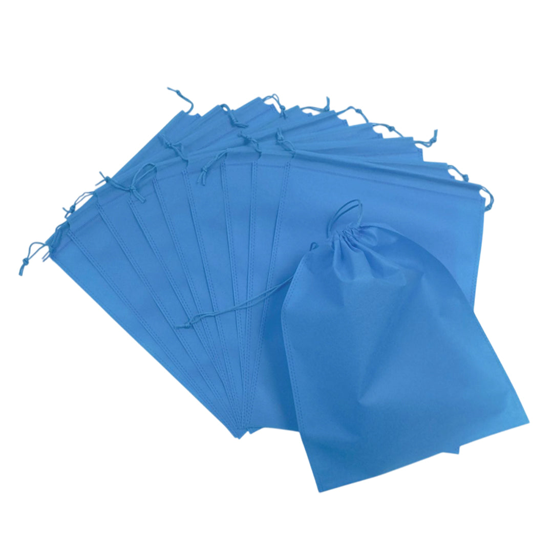 Pack of 25 Light Blue Coloured 32x22cm Non-Woven Drawstring Bags