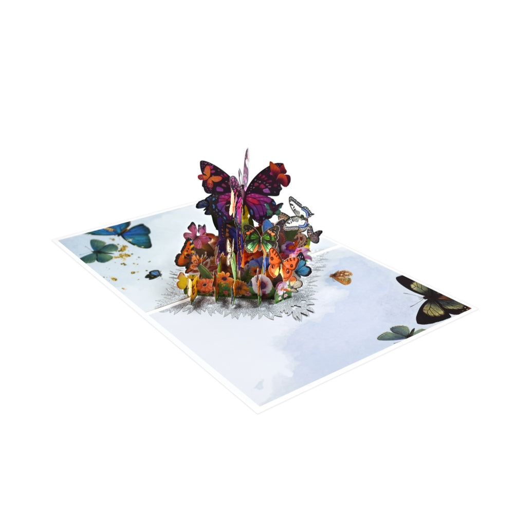 Wings of Wonder Colorful Butterfly 3D Pop Up Greeting Card