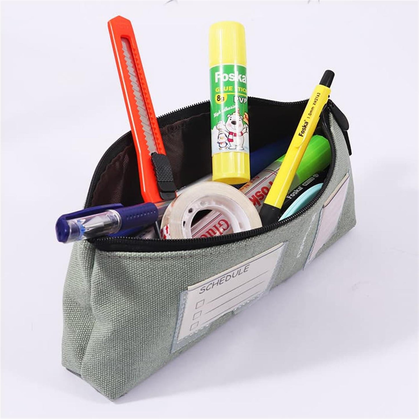 Single Durable Compact Zipper Pencil Case
