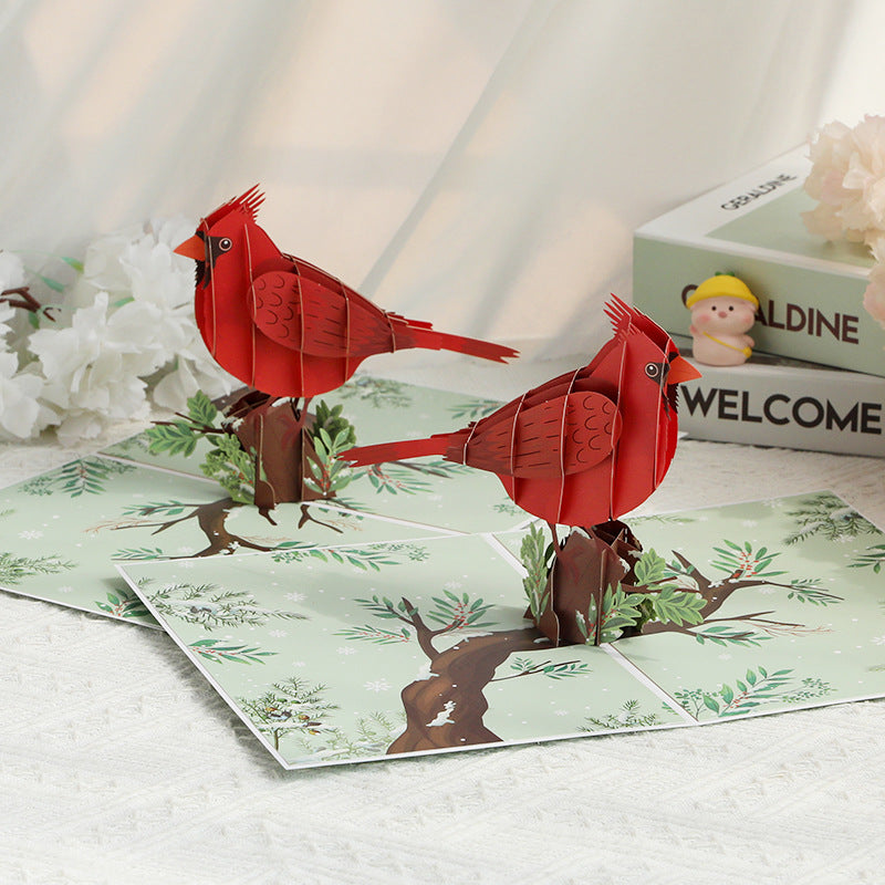 Red Cardinal Charm 3D Pop Up Greeting Card