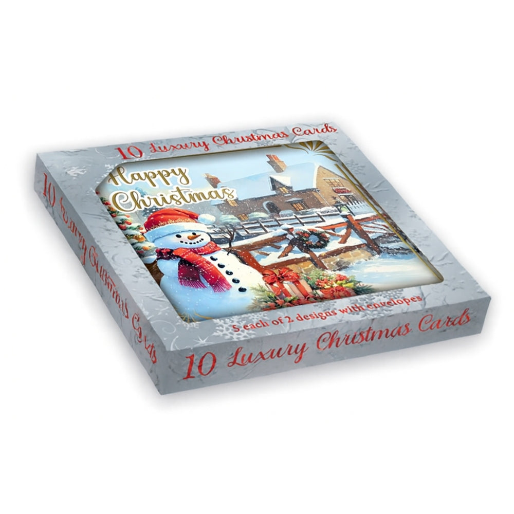 Pack of 10 Snowman & Winter Scene Christmas Boxed Cards