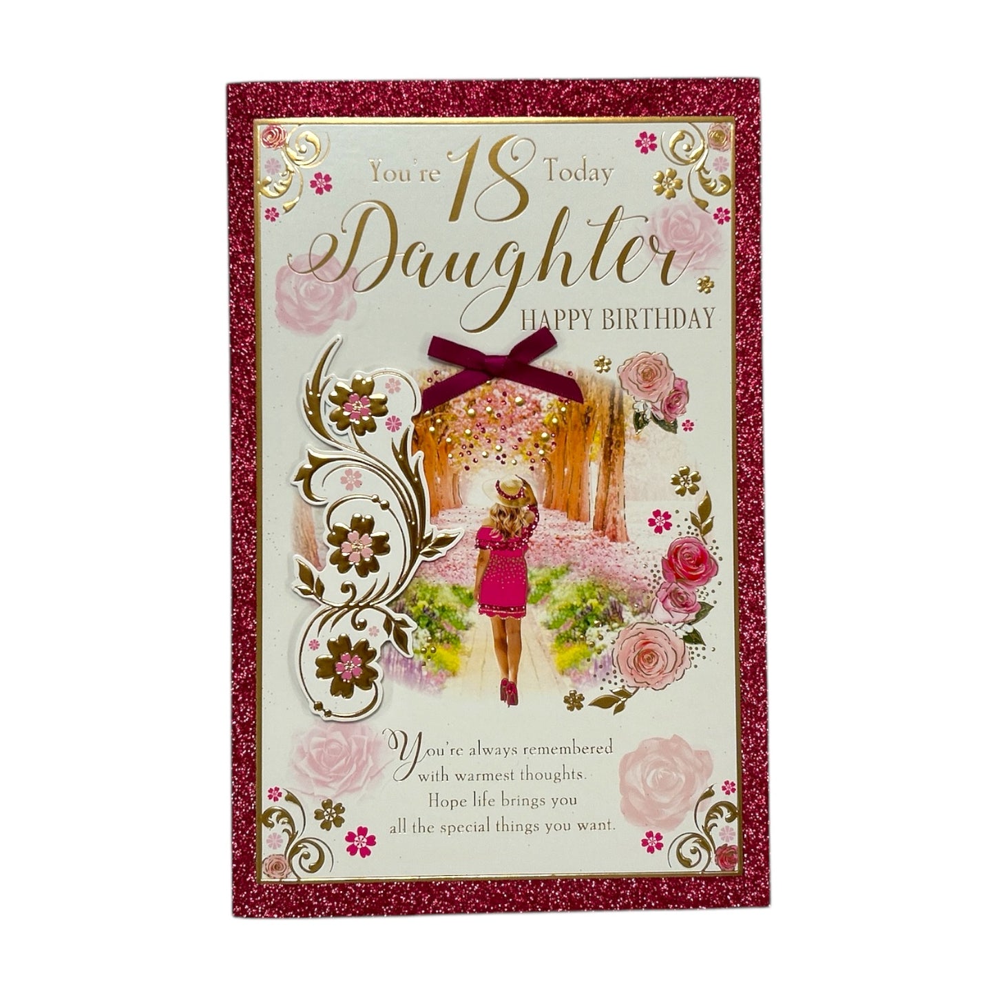 Daughter Age 18 Girl Walking Through A Park Birthday Card