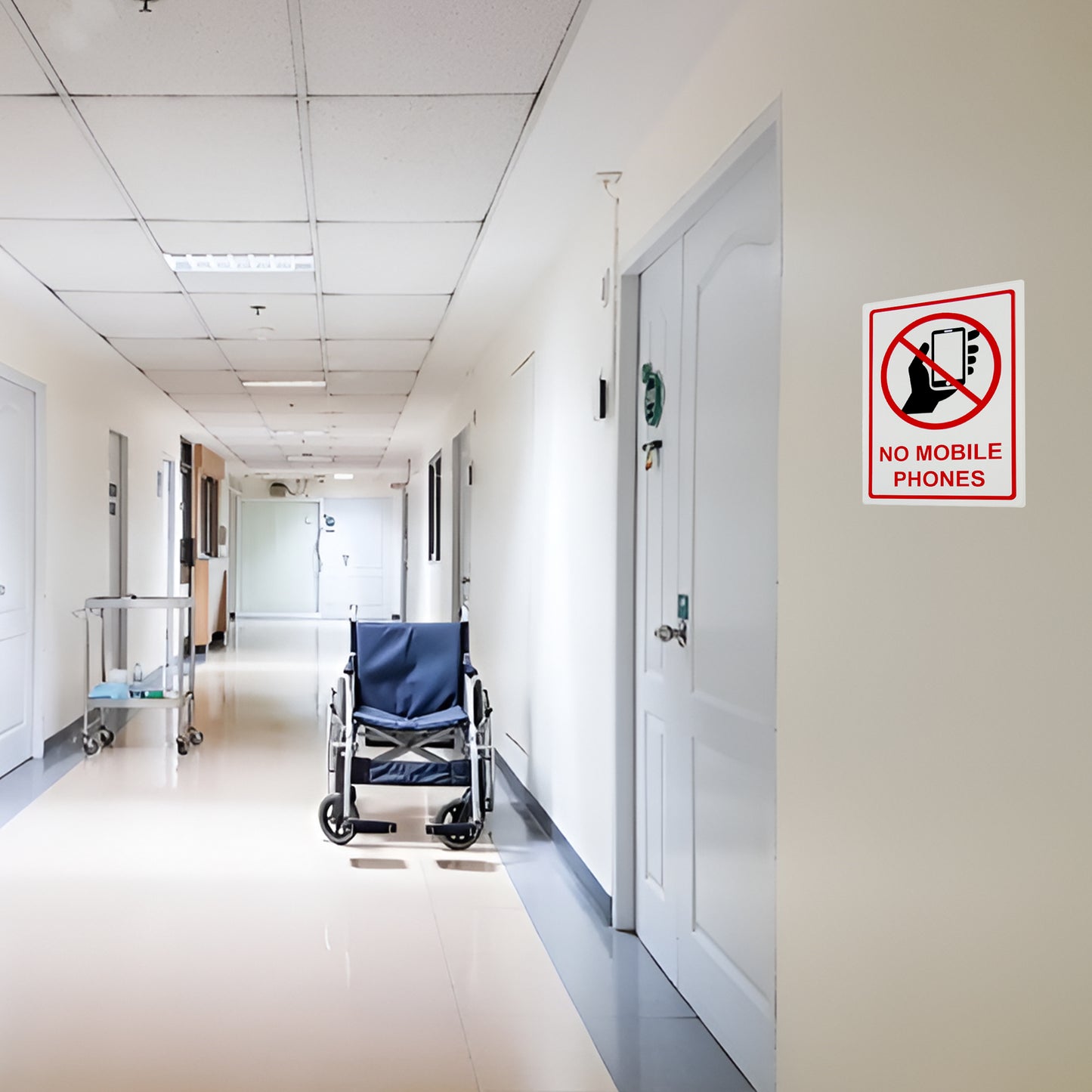 Pack of 3 No Mobile Phone Sign Self Adhesive Labels 80x110mm