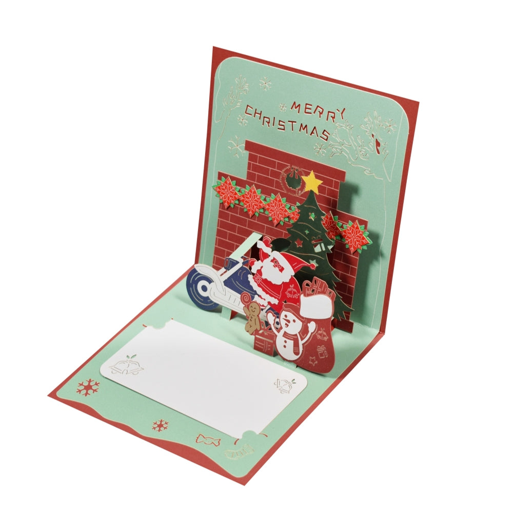 Santa on a Motorcycle Festive 3D Pop Up Christmas Card