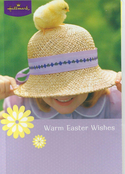 Warm Easter Wishes Cute Girl & Baby Chick Design Greeting Card