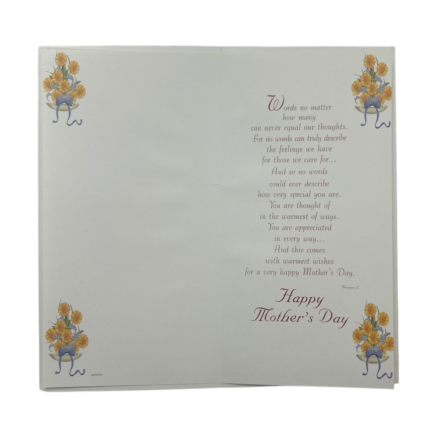 You're Very Special Bouquet of Yellow Flowers & Gifts Design Mother's Day Card