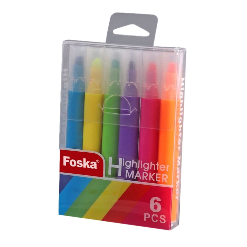 Pack of 6 Colour Highlighter Marker Pens