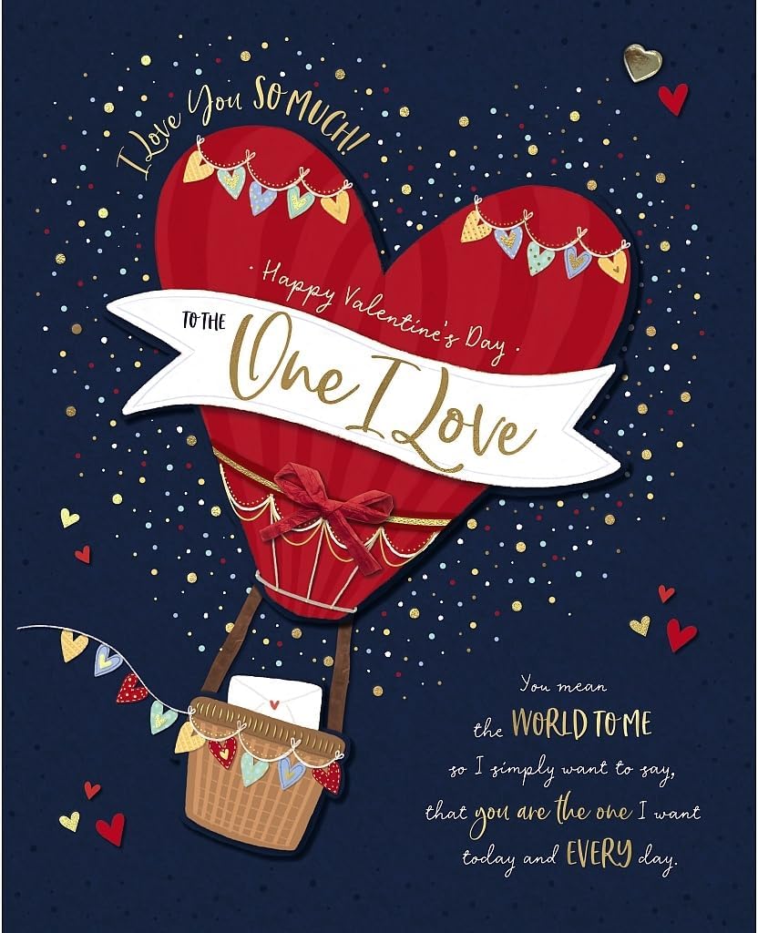 Hot Air Balloon For The One I Love Boxed Handmade Valentine's Day Card