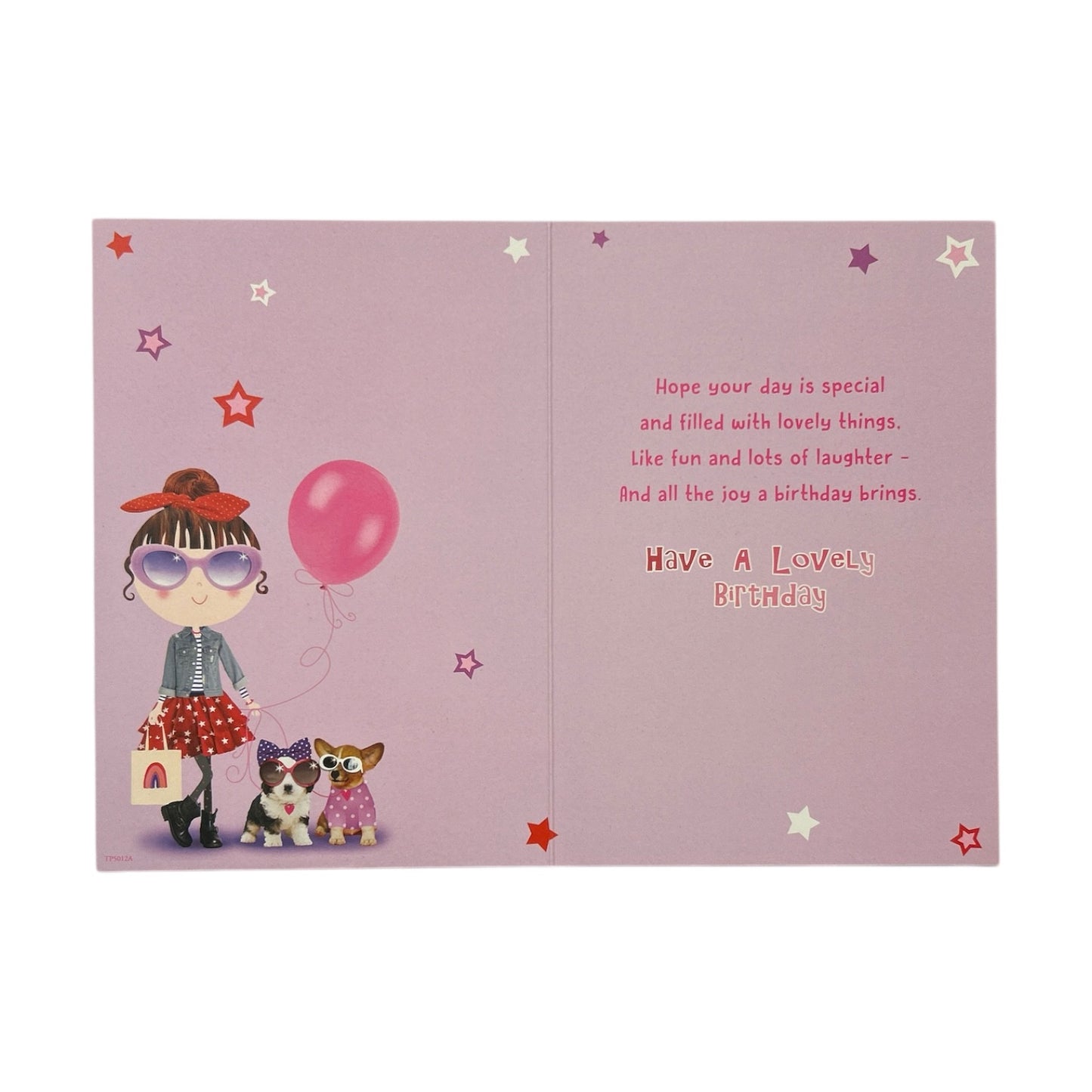Daughter Juvenile Girl With Puppies Design Birthday Card
