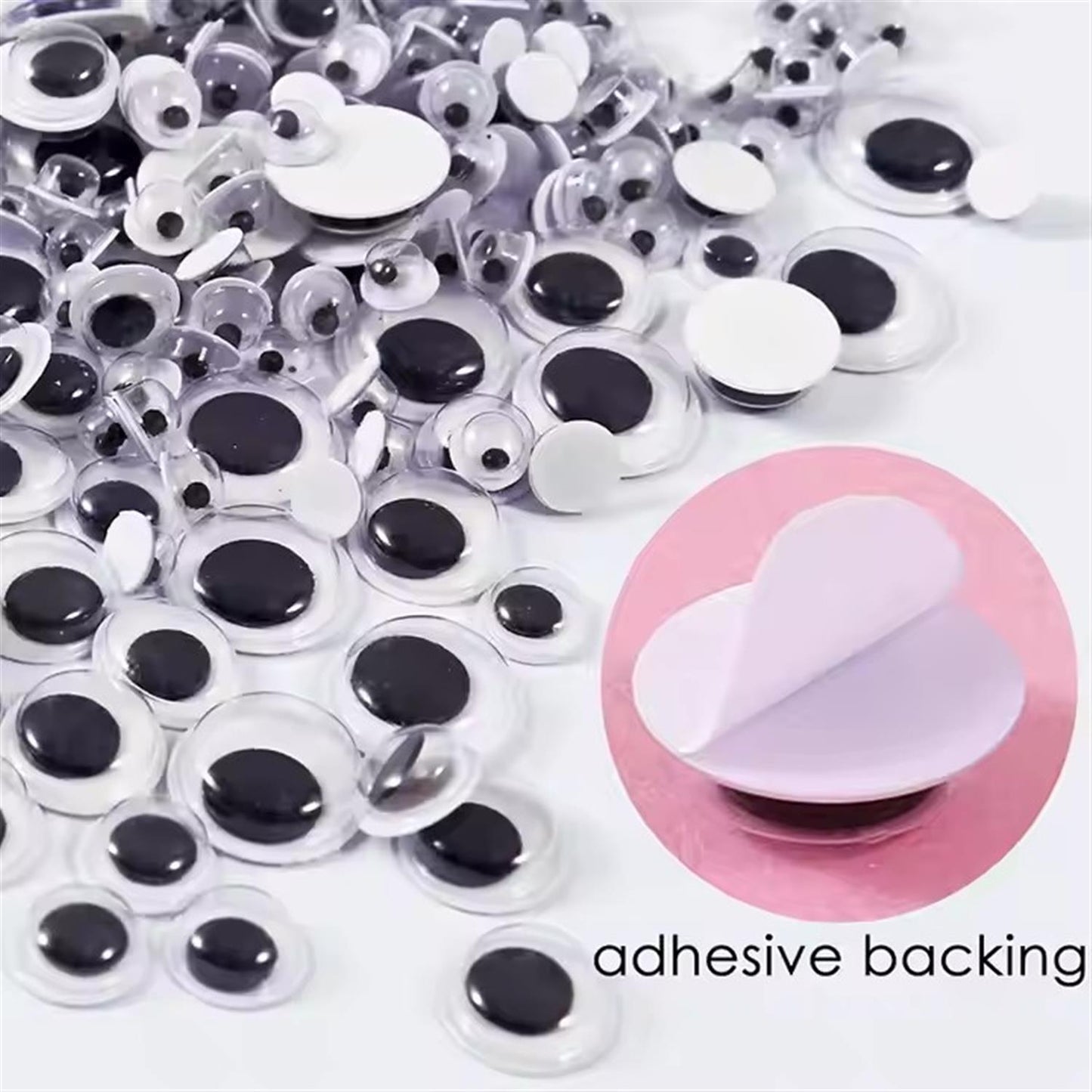 Pack of 500 Pieces Assorted Size Self-Adhesive Googly Wiggle Eyes