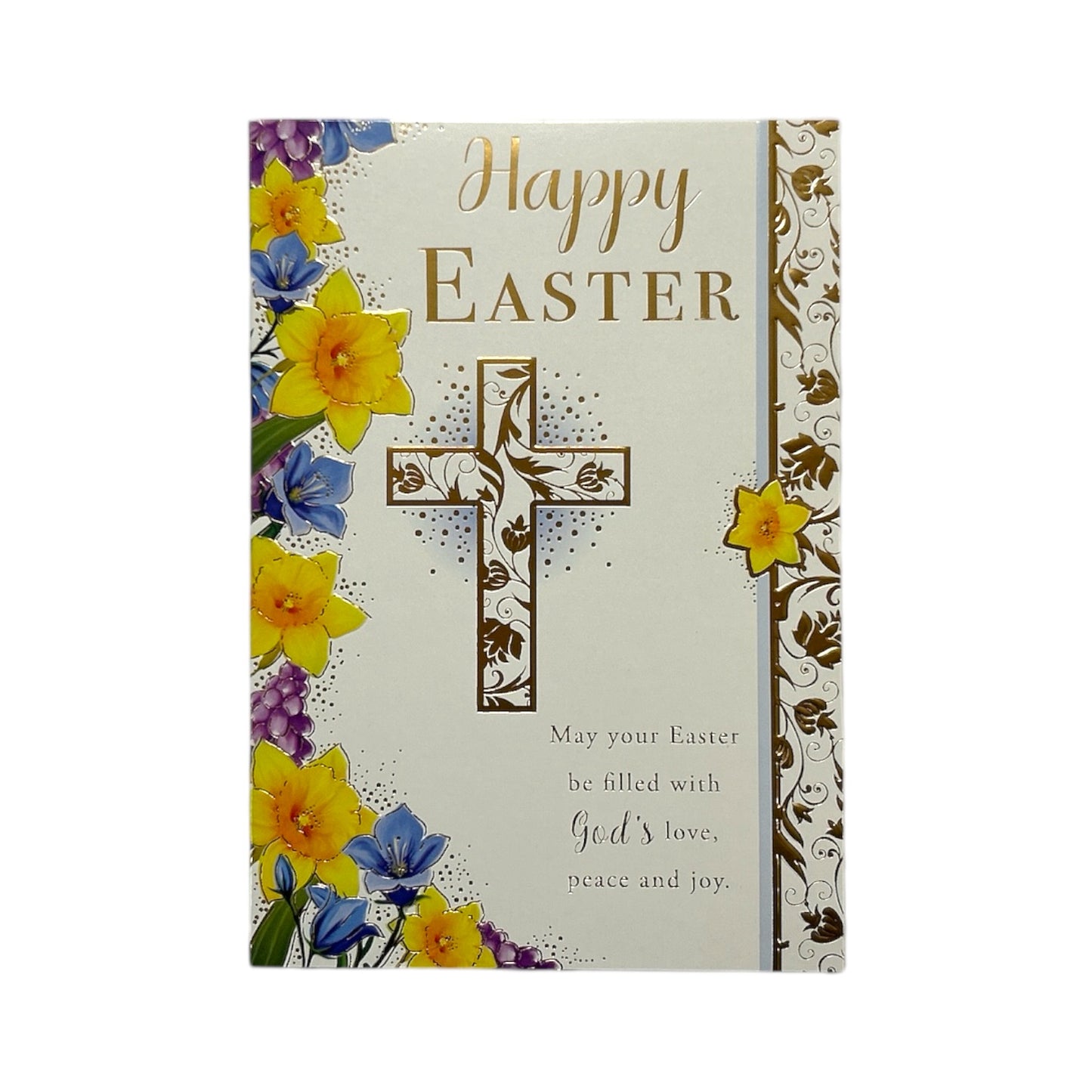 Happy Easter Traditional Yellow Floral Design Greeting Card