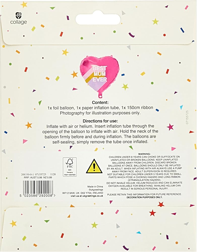 Best Mum Ever Foil Balloon Mother's Day Birthday