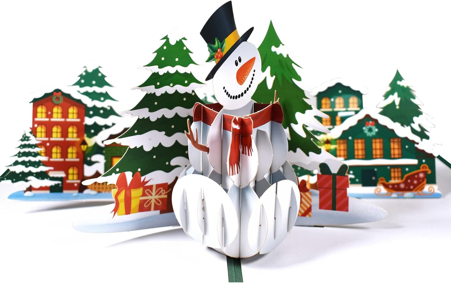 Snowman & Winter Village 3D Pop Up Christmas Card
