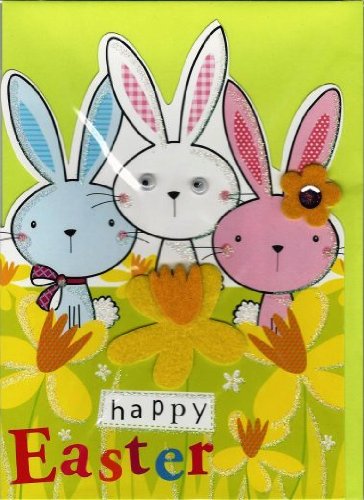 Happy Easter Card With Googly Eyed Bunnies By Second Nature