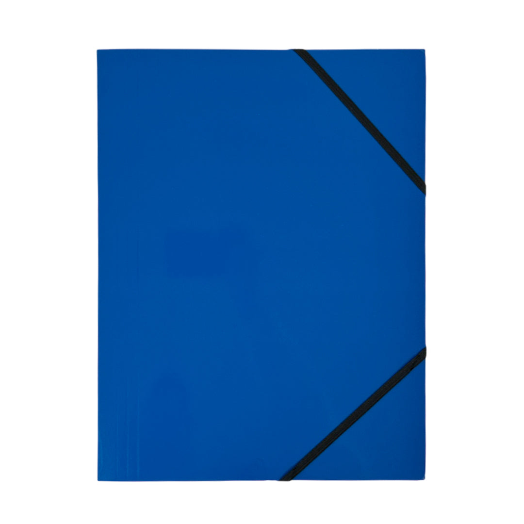 Pack of 12 Janrax A4 Blue Laminated Card 3 Flap Folders with Elastic Closure