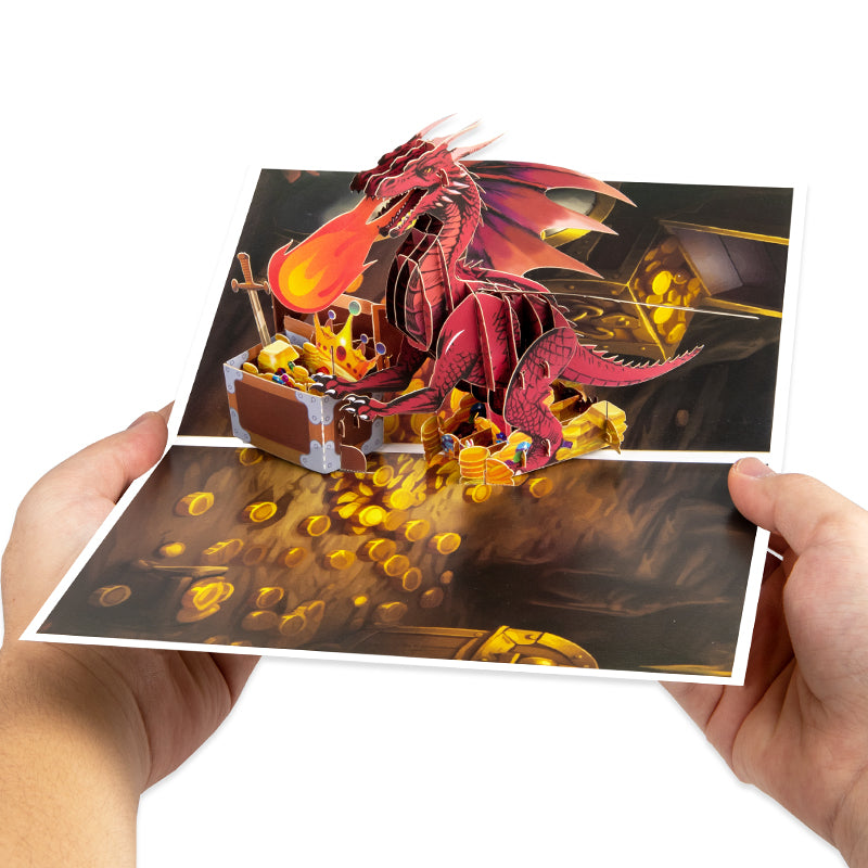 Fiery Red Dragon Fantasy 3D Pop Up Greeting Card