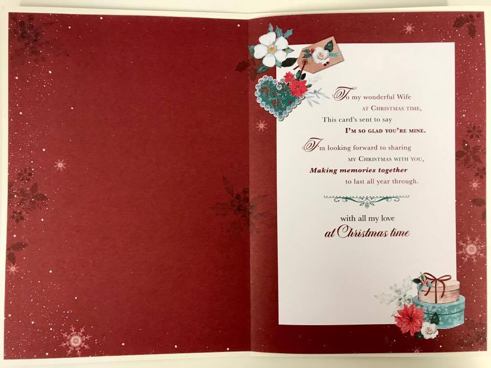 You're Mine Nice verse Gold Foil & Glitter Quality Christmas Card - Wife