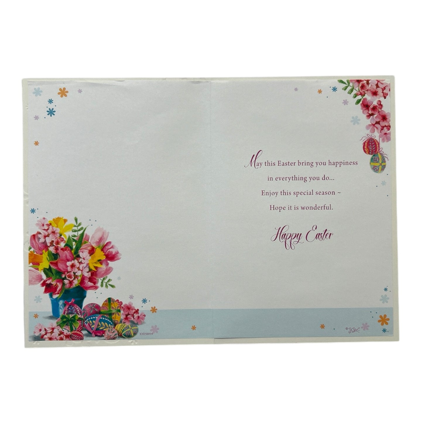 Beautiful Flower Pot With Eggs Design Easter Card