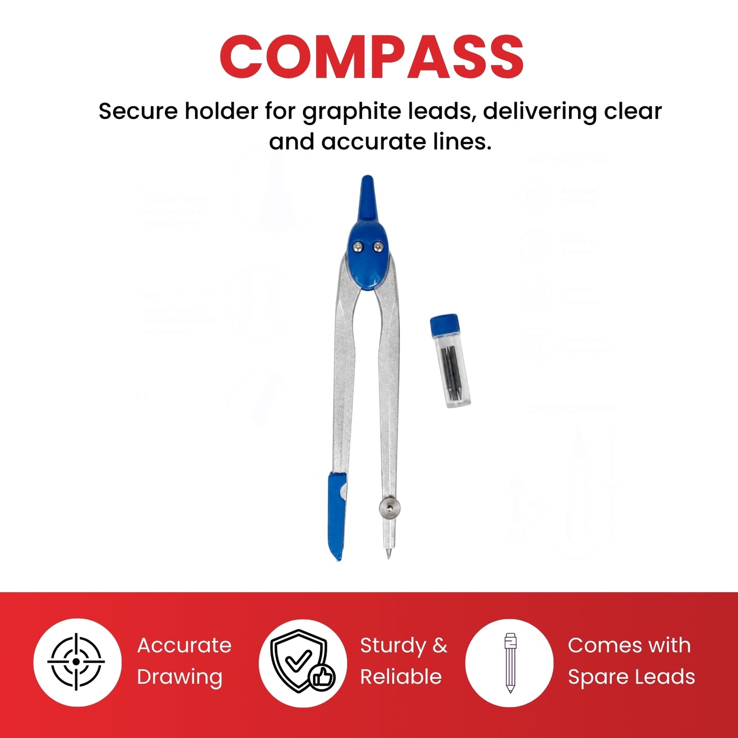 Janrax Metal Adjustable Safety Slide Lead Compass with Refillable Leads