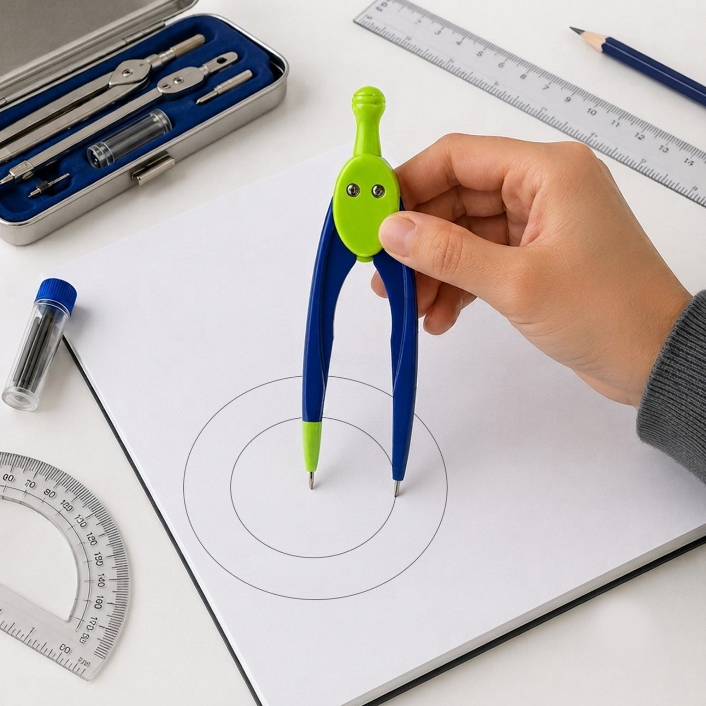Janrax Plastic Adjustable Lead Compass with Refillable Leads