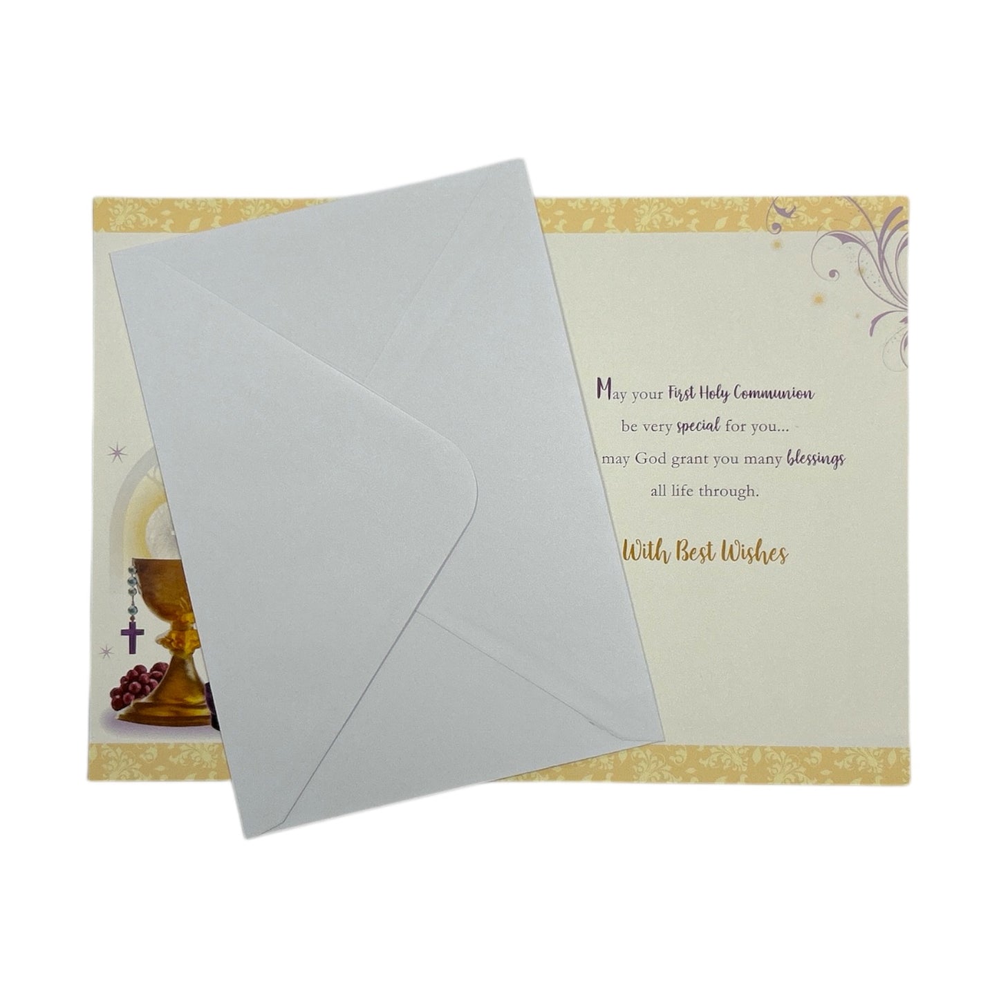 For Boy First Holy Communion Chalice & Candle Design Religious Card